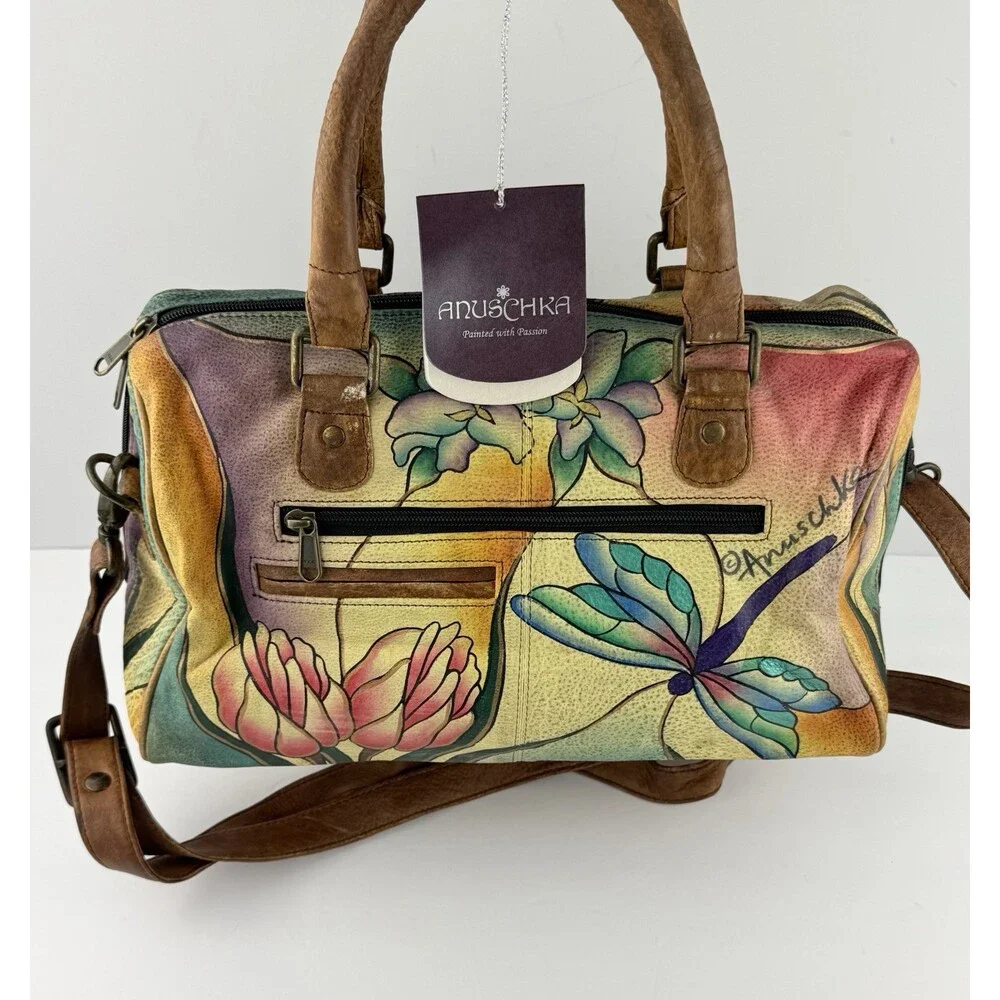 Anuska Zip Around Satchel With Cross Body Strap and 2 handles New With Tags